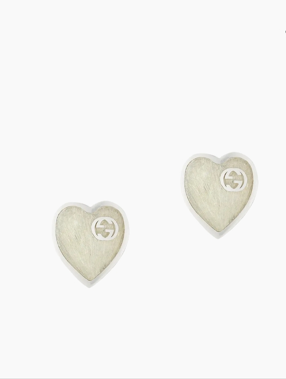 Gucci GG Silver Heart Logo Stud Earrings
